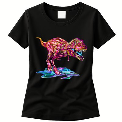 Wet Paint Colorful T-Rex Womens T-Shirt
