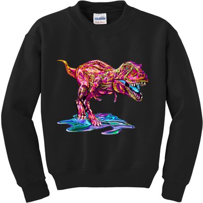 Wet Paint Colorful T-Rex Kids Sweatshirt