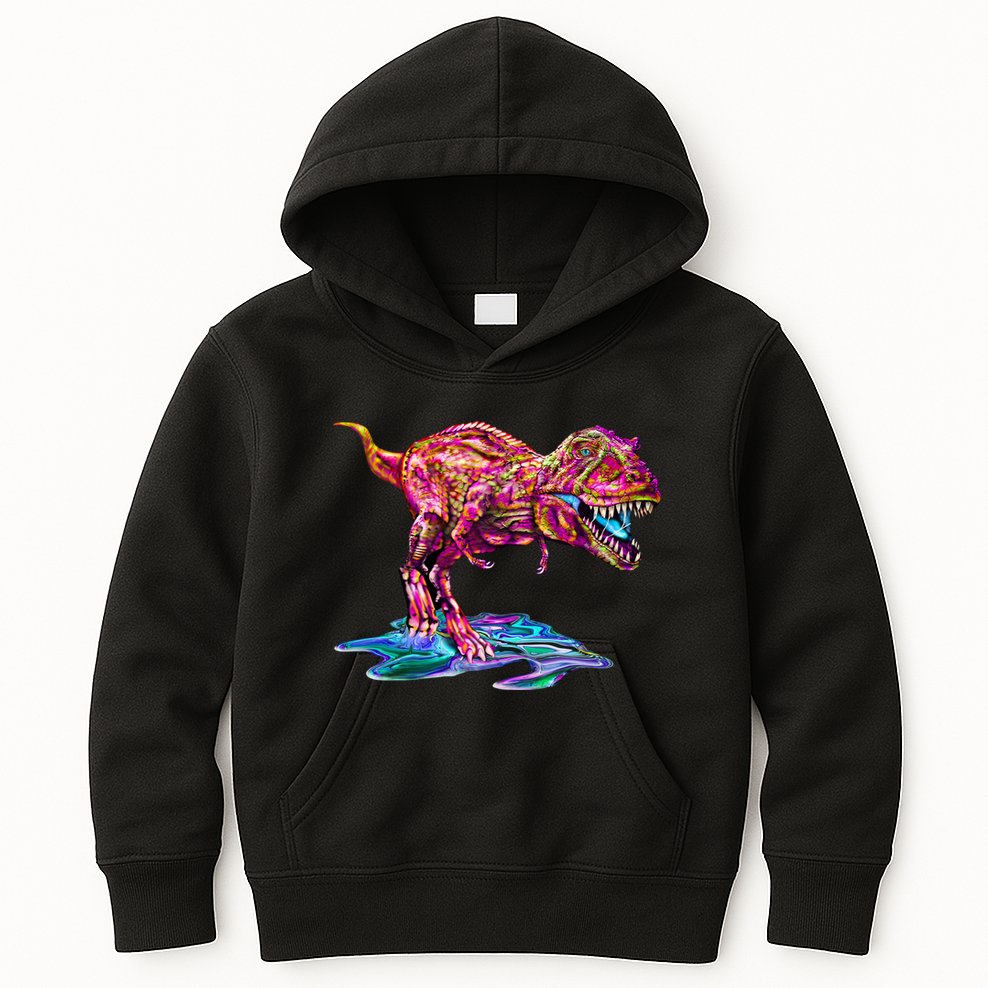 Wet Paint Colorful T-Rex Kids Hoodie