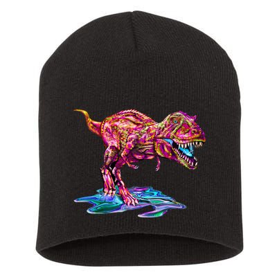 Wet Paint Colorful T-Rex Short Acrylic Beanie