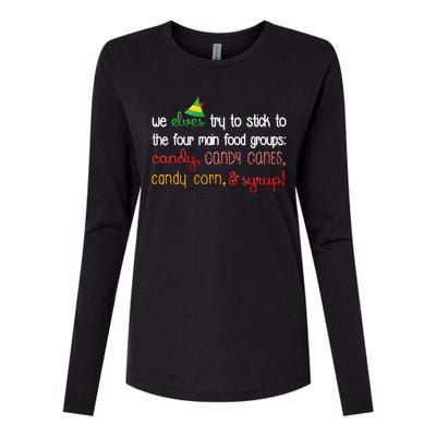 We Elves Try To Stick To Four Main Food Groups Womens Cotton Relaxed Long Sleeve T-Shirt