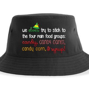 We Elves Try To Stick To Four Main Food Groups Sustainable Bucket Hat