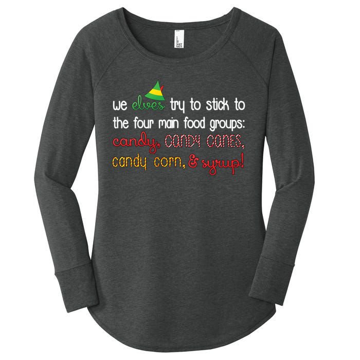 We Elves Try To Stick To Four Main Food Groups Women's Perfect Tri Tunic Long Sleeve Shirt