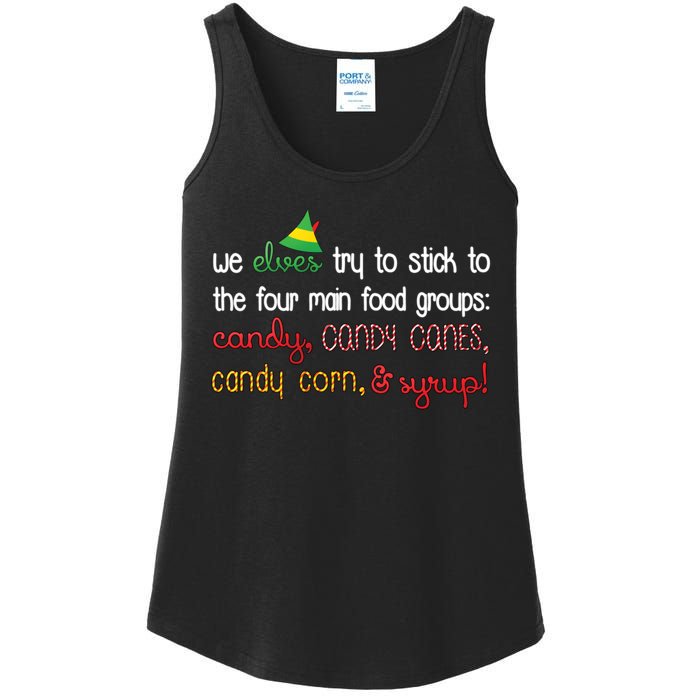 We Elves Try To Stick To Four Main Food Groups Ladies Essential Tank