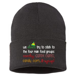 We Elves Try To Stick To Four Main Food Groups Sustainable Knit Beanie