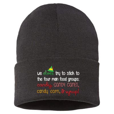 We Elves Try To Stick To Four Main Food Groups Sustainable Knit Beanie