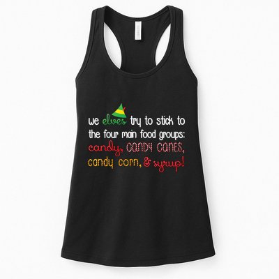 We Elves Try To Stick To Four Main Food Groups Womens Tank Top
