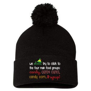 We Elves Try To Stick To Four Main Food Groups Pom Pom 12in Knit Beanie