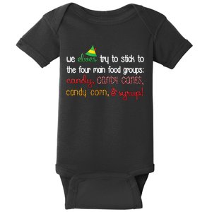 We Elves Try To Stick To Four Main Food Groups Baby Bodysuit