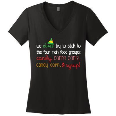 We Elves Try To Stick To Four Main Food Groups Women's V-Neck T-Shirt