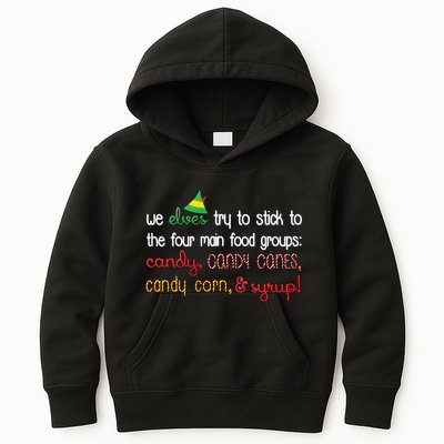 We Elves Try To Stick To Four Main Food Groups Kids Hoodie