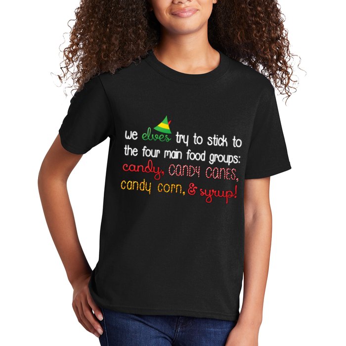 We Elves Try To Stick To Four Main Food Groups Kids T-Shirt