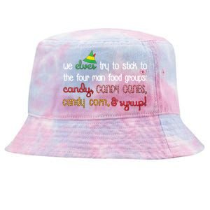 We Elves Try To Stick To Four Main Food Groups Tie-Dyed Bucket Hat