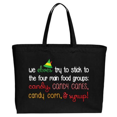 We Elves Try To Stick To Four Main Food Groups Cotton Canvas Jumbo Tote