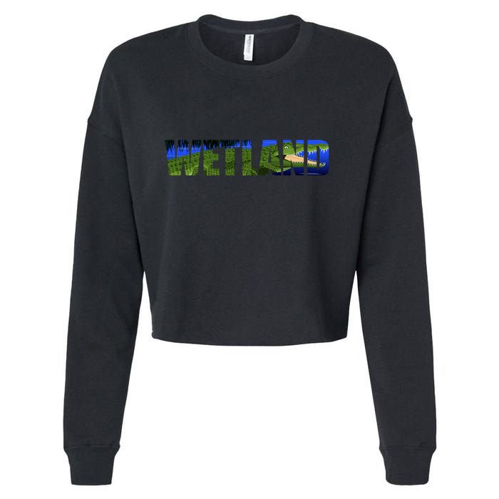Wetland Gator Crocodile Cropped Pullover Crew