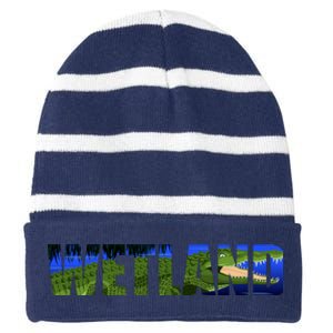 Wetland Gator Crocodile Striped Beanie with Solid Band