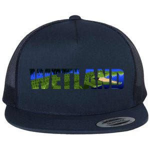 Wetland Gator Crocodile Flat Bill Trucker Hat