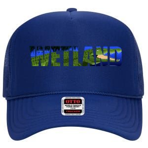 Wetland Gator Crocodile High Crown Mesh Back Trucker Hat