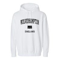 Wolverhampton England Vintage Athletic Sports Design Hoodie Garment-Dyed Fleece Hoodie