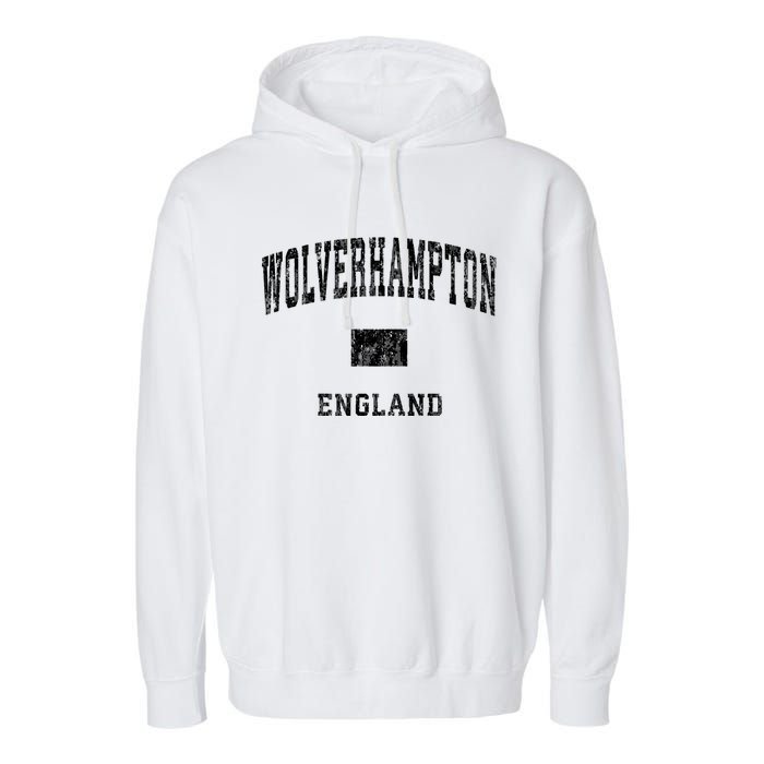 Wolverhampton England Vintage Athletic Sports Design Hoodie Garment-Dyed Fleece Hoodie