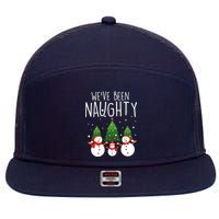 We've Been Naughty Christmas Snowman 7 Panel Mesh Trucker Snapback Hat