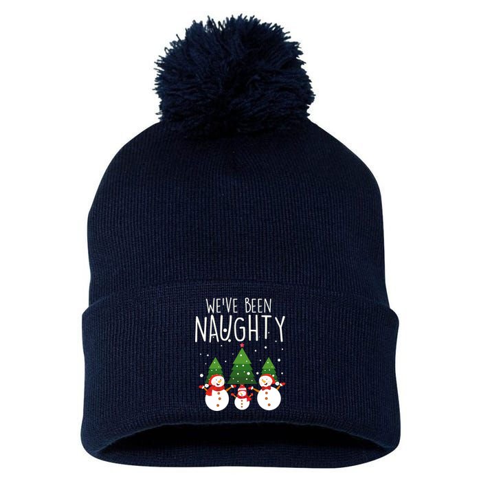 We've Been Naughty Christmas Snowman Pom Pom 12in Knit Beanie