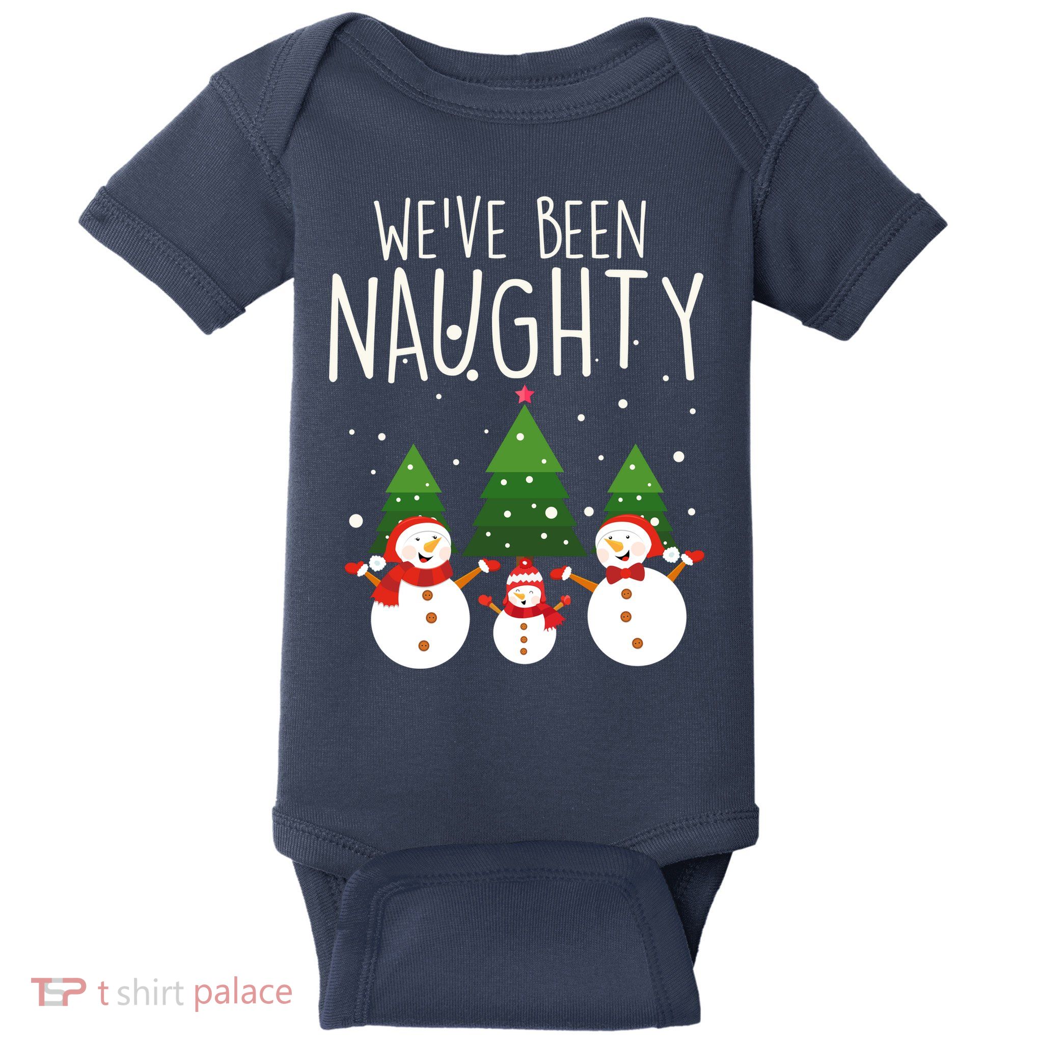 We've Been Naughty Christmas Snowman Baby Bodysuit