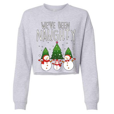 We've Been Naughty Christmas Snowman Cropped Pullover Crew