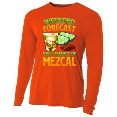 Weekend Forecast 100% Chance Of Mezcal Mescal Beverage Gift Cooling Performance Long Sleeve Crew