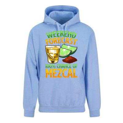 Weekend Forecast 100% Chance Of Mezcal Mescal Beverage Gift Unisex Surf Hoodie