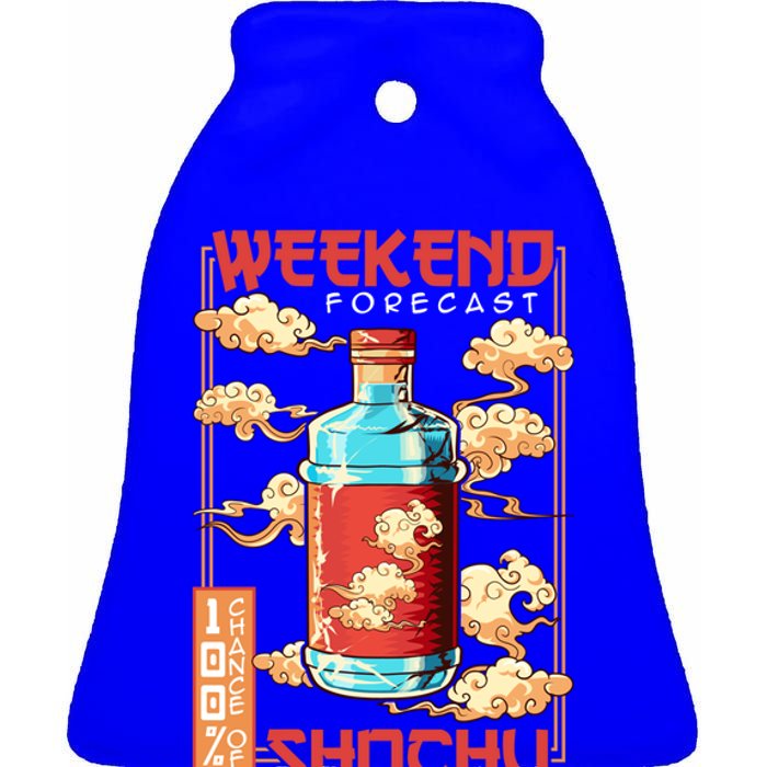 Weekend Forecast 100% Chance Of Shochu Japanese Liquor Gift Ceramic Bell Ornament