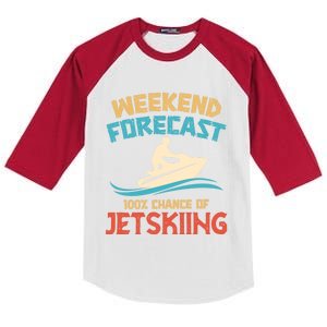 Weekend Forecast 100% Chance Of Jet Skiing Jet Ski Lovers Cool Gift Kids Colorblock Raglan Jersey