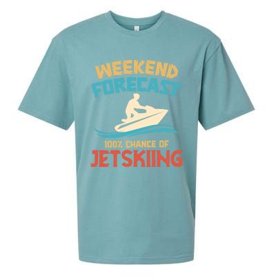 Weekend Forecast 100% Chance Of Jet Skiing Jet Ski Lovers Cool Gift Sueded Cloud Jersey T-Shirt