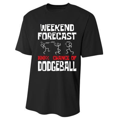 Weekend Forecast 100% Chance Of Dodgeball Dodgeball Player Performance Sprint T-Shirt