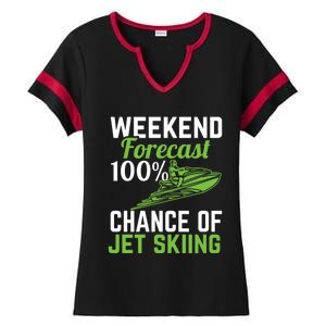 Weekend Forecast 100% Chance Of Jet Skiing Funny Jet Ski Gift Ladies Halftime Notch Neck Tee