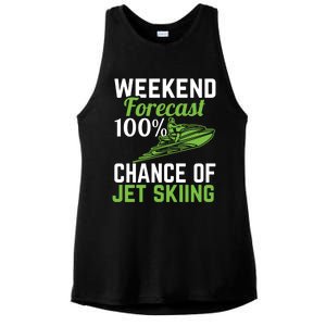 Weekend Forecast 100% Chance Of Jet Skiing Funny Jet Ski Gift Ladies PosiCharge Tri-Blend Wicking Tank