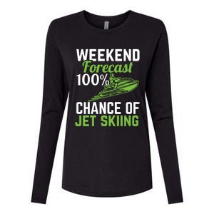 Weekend Forecast 100% Chance Of Jet Skiing Funny Jet Ski Gift Womens Cotton Relaxed Long Sleeve T-Shirt