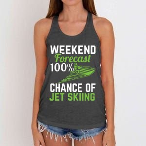 Weekend Forecast 100% Chance Of Jet Skiing Funny Jet Ski Gift Women's Knotted Racerback Tank