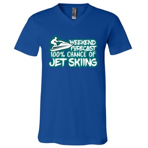 Weekend Forecast 100% Of Jet Skiing Summer Recreational Gift V-Neck T-Shirt