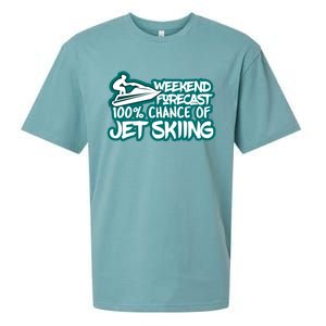 Weekend Forecast 100% Of Jet Skiing Summer Recreational Gift Sueded Cloud Jersey T-Shirt