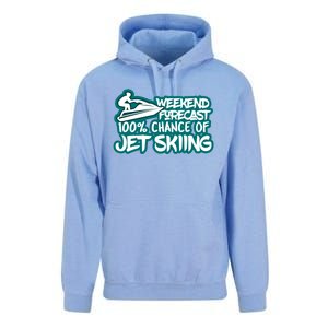 Weekend Forecast 100% Of Jet Skiing Summer Recreational Gift Unisex Surf Hoodie