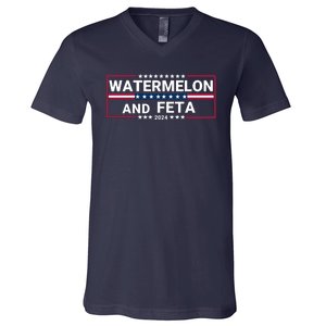 Watermelon & Feta 2024 Healthy Foodie Political Election V-Neck T-Shirt