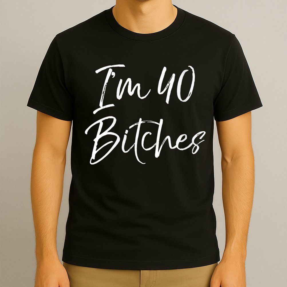 Wo Funny 40th Birthday Gift for Wo Girl Cute I'm 40 Bitches V-Neck T-Shirt