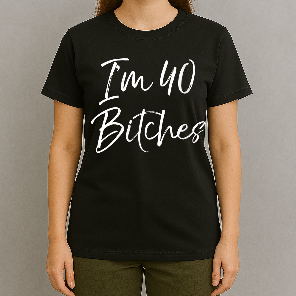 Wo Funny 40th Birthday Gift for Wo Girl Cute I'm 40 Bitches V-Neck T-Shirt