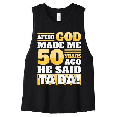 WoM.e.n.s Funny 50th Birthday - 50 Years V-Neck Women's Racerback Cropped Tank