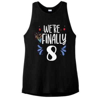 Were Finally 8 Celebrate Twins Birthday Twin Party Eight Ladies PosiCharge Tri-Blend Wicking Tank