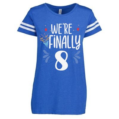 Were Finally 8 Celebrate Twins Birthday Twin Party Eight Enza Ladies Jersey Football T-Shirt