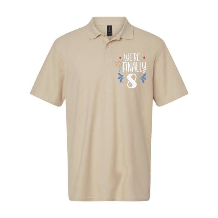 Were Finally 8 Celebrate Twins Birthday Twin Party Eight Softstyle Adult Sport Polo