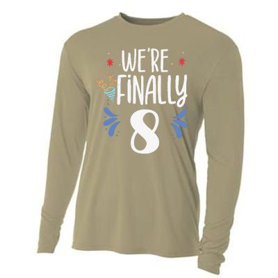 Were Finally 8 Celebrate Twins Birthday Twin Party Eight Cooling Performance Long Sleeve Crew