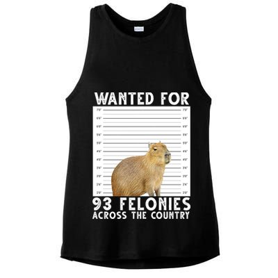 Wanted For 93 Felonies Across The Country Capybara Mugshot Ladies PosiCharge Tri-Blend Wicking Tank